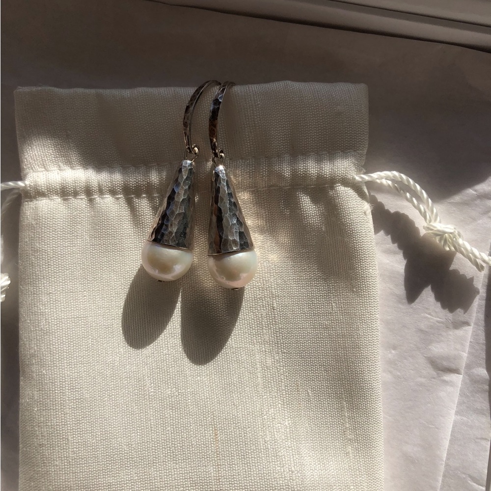 Grace loves Lace silver and pearl drop earrings